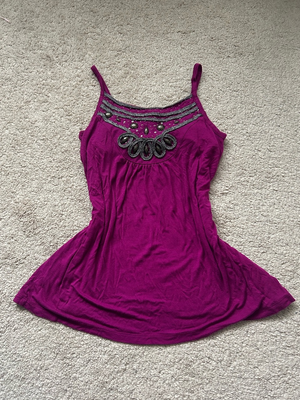 Design History Magenta Beaded Spaghetti Strap Camisole